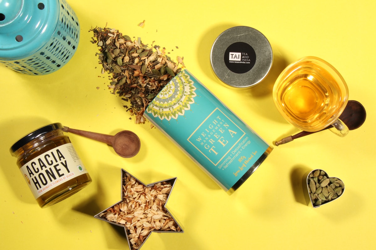 blue and white labeled box