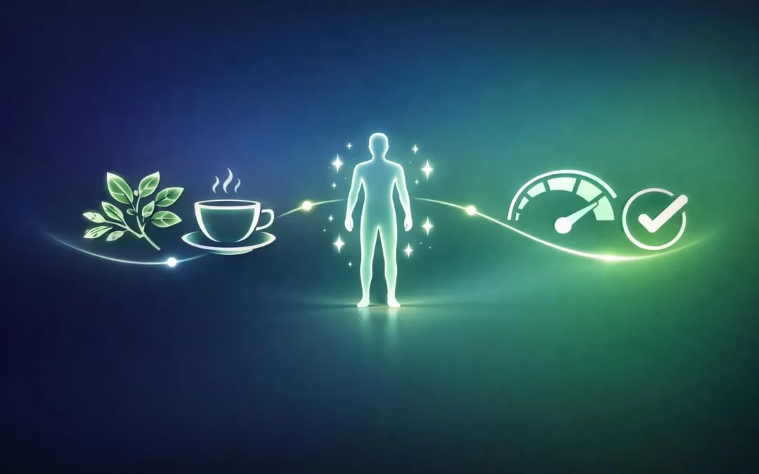 Tisane pour détox rapide 2026: guide visuel futuriste avec icônes de progression.