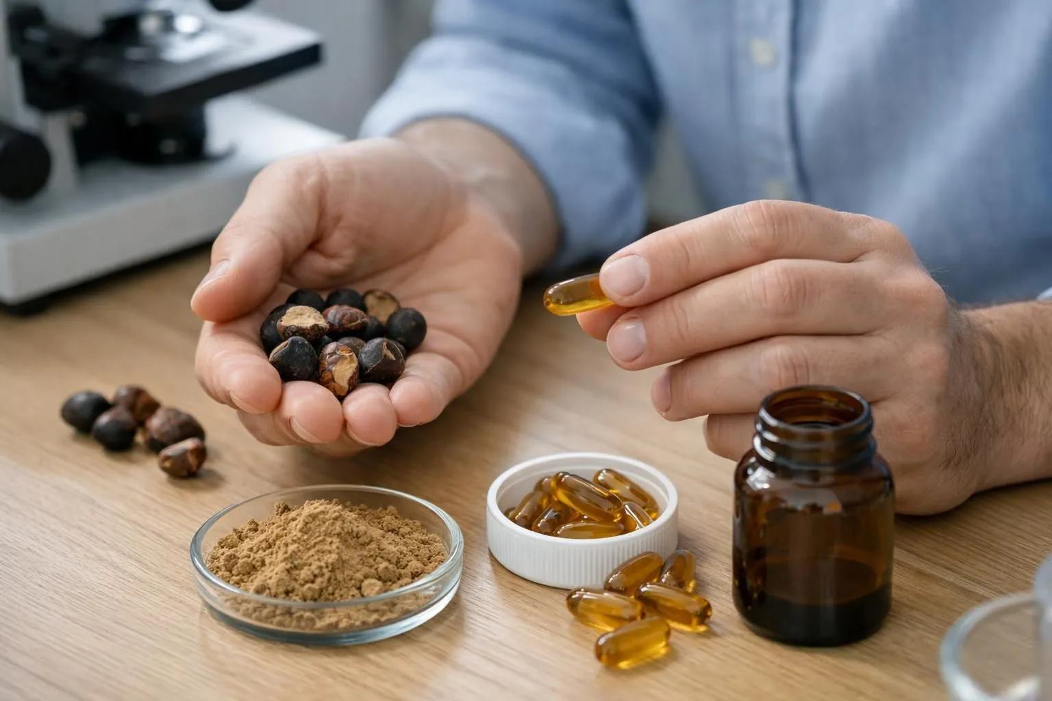 Cutaway visualization of human metabolism showing energy pathways inside the body, cellular activity with glowing mitochondria, warm gradient from yellow to deep red, scientific medical illustration style relating to metabolic processes and weight management through natural supplements